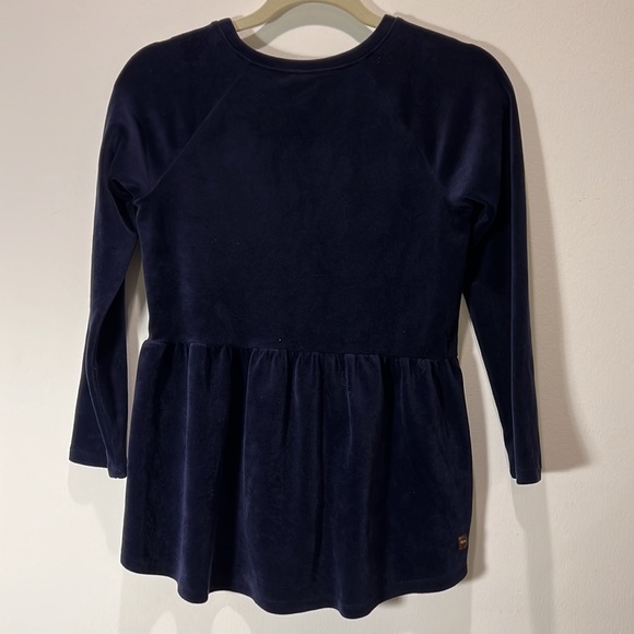 Like New Tea Collection Girl Ruffle Velour Navy Blue Tonic / Dress, size: 12 - Picture 4 of 6